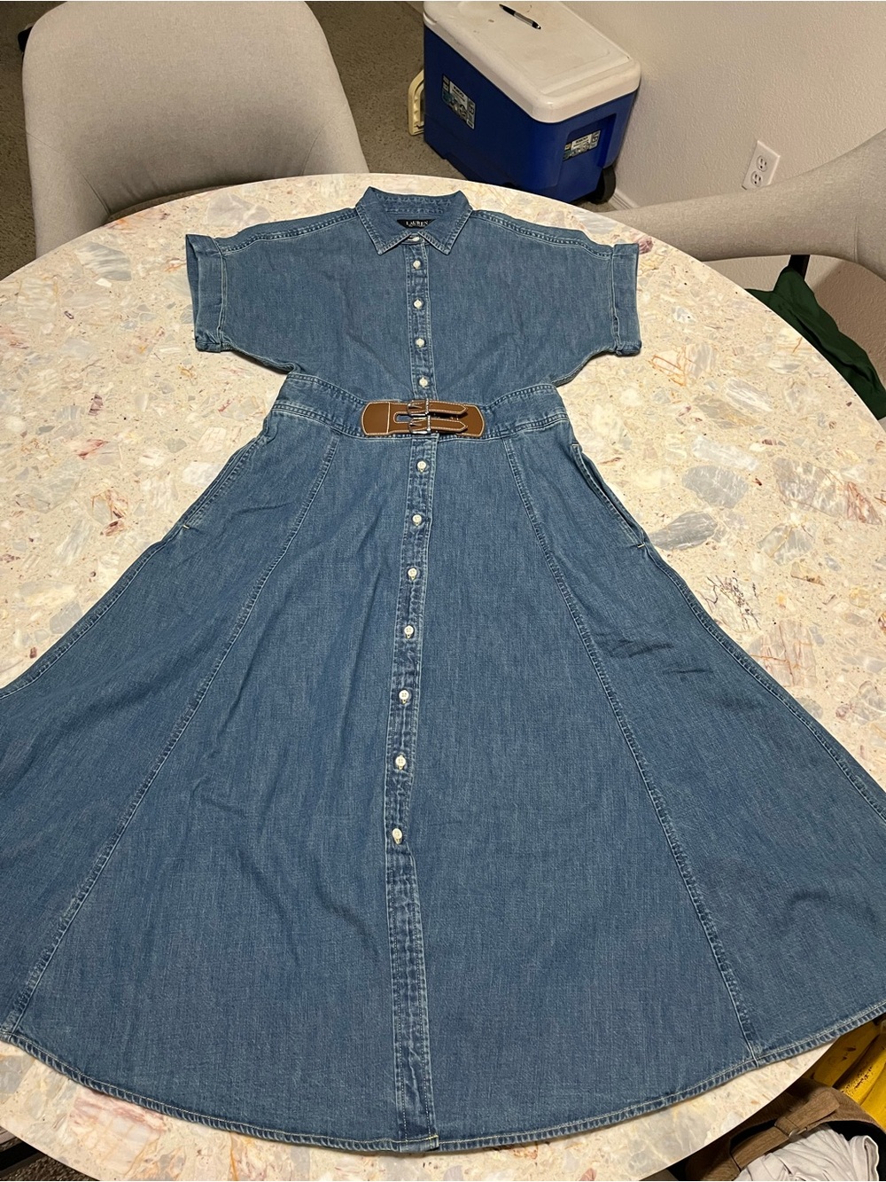 Ralph Lauren Buckle-Trim Denim Shirtdress NWT